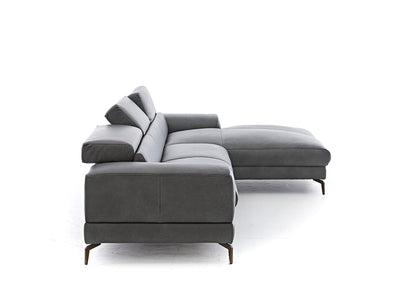 W.SCHILLIG Longchair «piedroo» 21106 in Leder Z69/95 anthracite - Komfortmöbel24